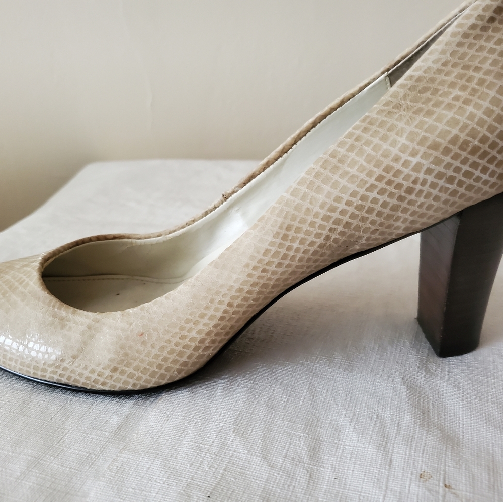 Beige Stacked-Heel Shoes